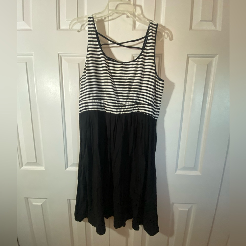 Torrid Black and White Striped Midi Dress